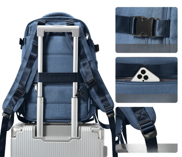 Detale kompaktowego plecaka podróżnego unisex: wytrzymały materiał, solidne zamki. Idealny na każdą wyprawę.