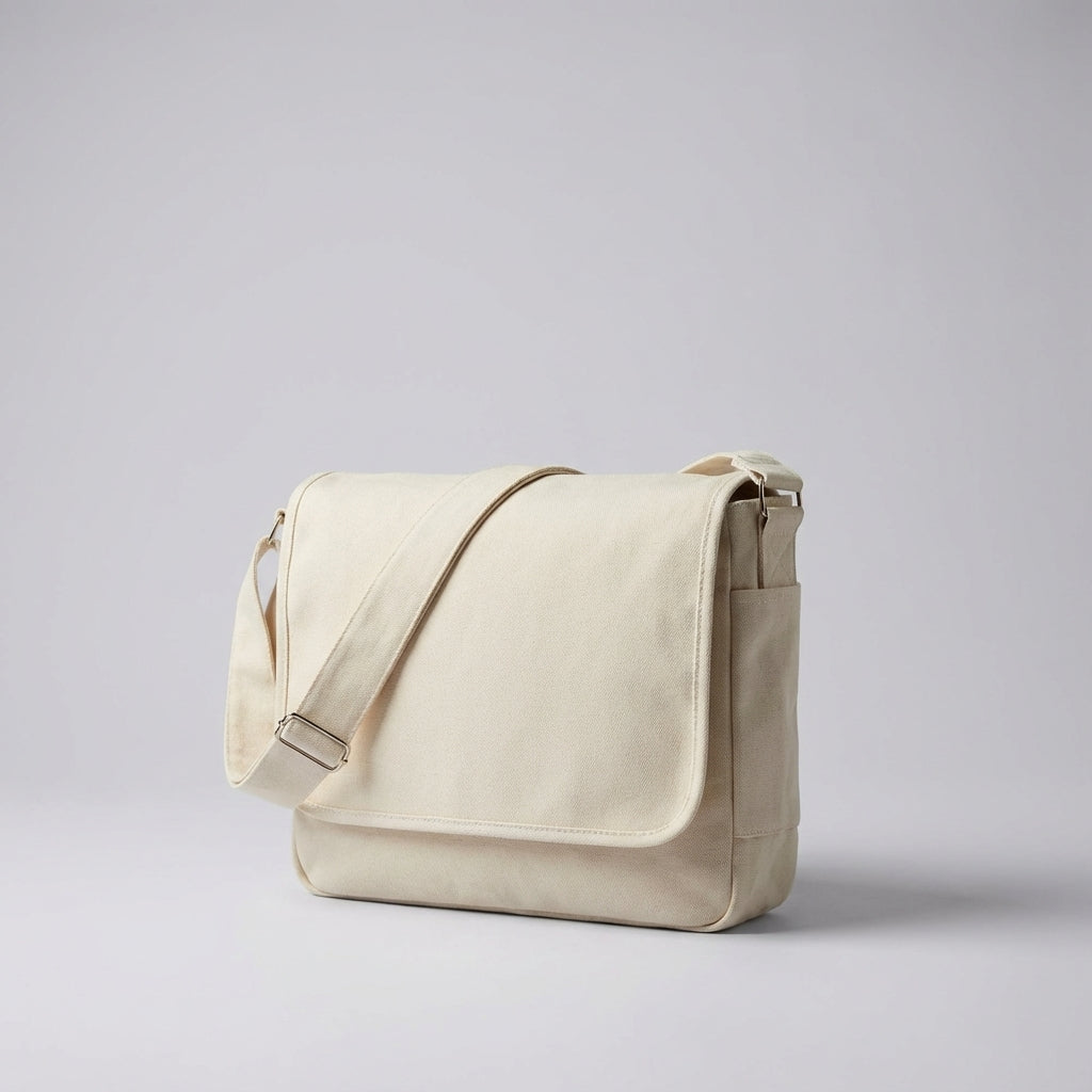 Płócienna torba crossbody, wytrzymała i pojemna, na ramię, idealna do codziennego użytku.