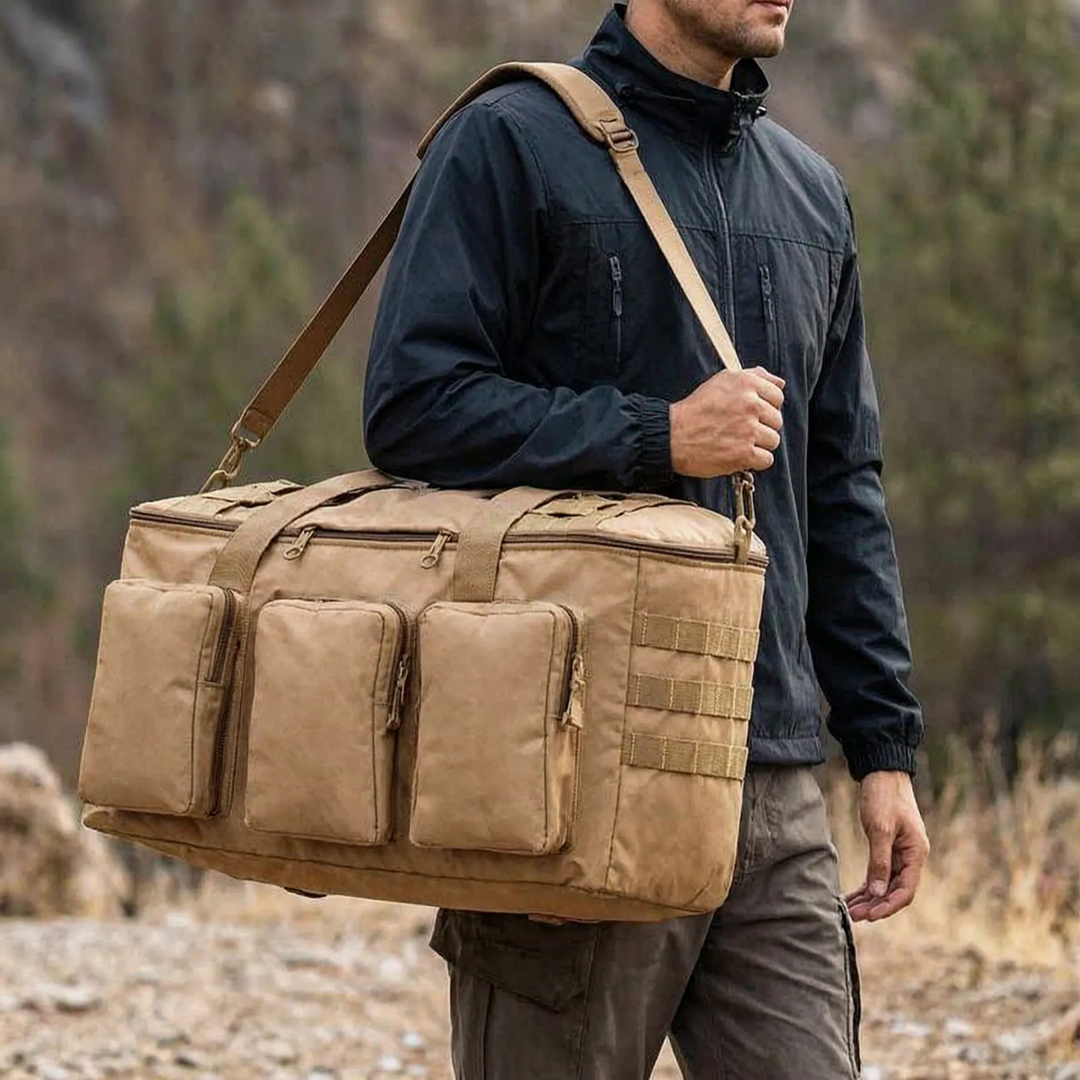 Wytrzymała torba taktyczna 55L. Uniwersalny plecak na outdoor, kemping i podróże. Idealna na każdą pogodę.