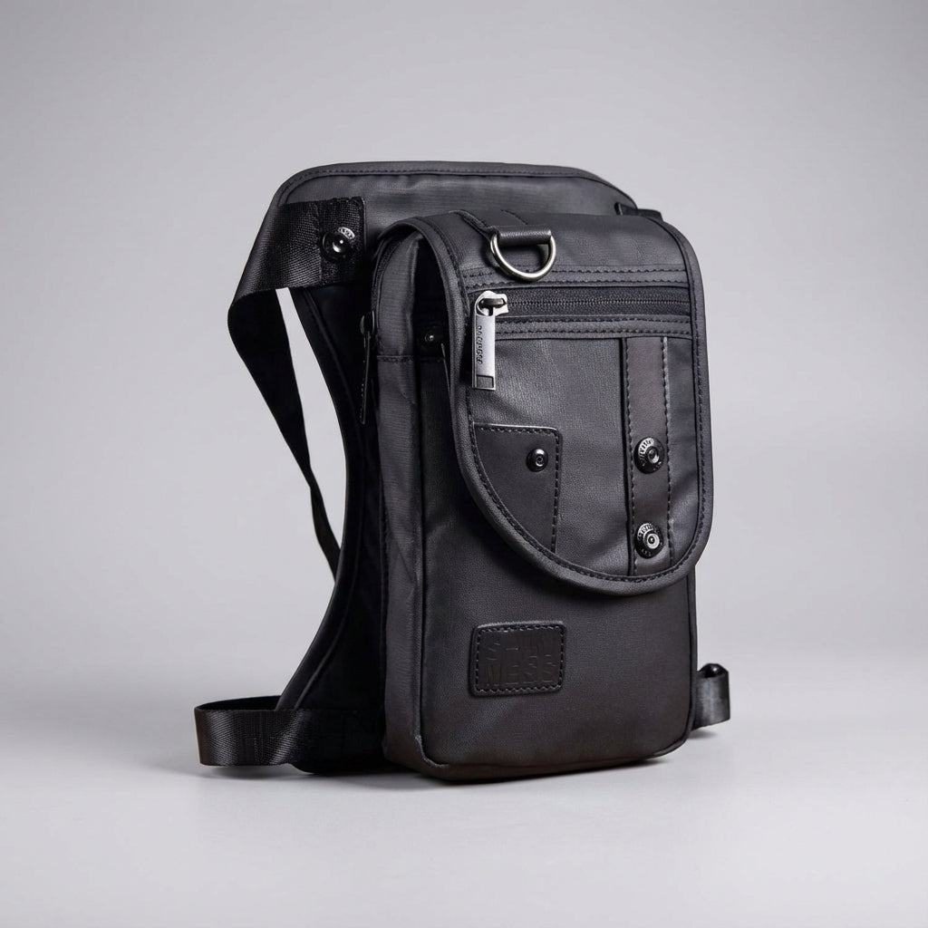 Nerka CrossGrip, czarna, na biodro lub crossbody, wodoodporna, z organizerem na drobiazgi, komfortowa i bezpieczna.