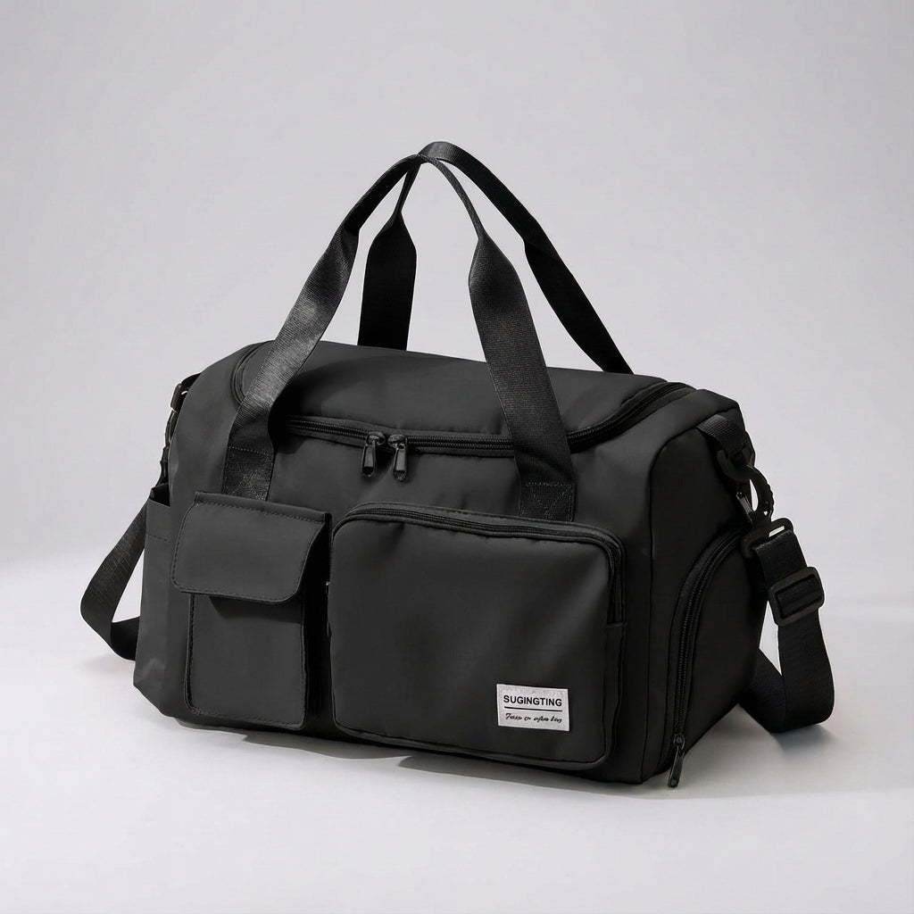 Wszechstronna torba duffel Travellea: wodoodporna, nylonowa, z komorą na buty. Świetna na podróże i sport.