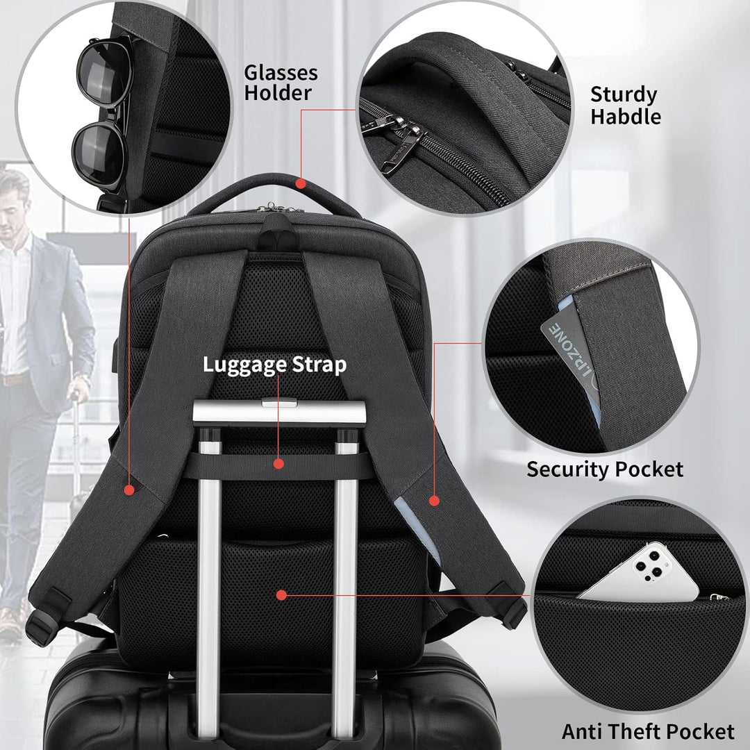 Duża pojemność plecaka podróżnego z USB, pomieści laptopa, ubrania i akcesoria.