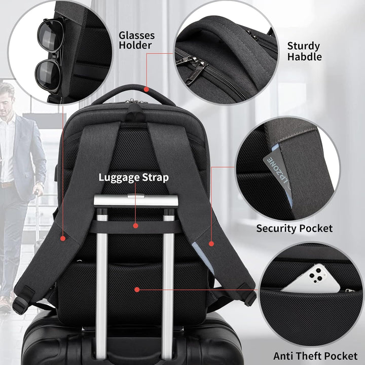 Duża pojemność plecaka podróżnego z USB, pomieści laptopa, ubrania i akcesoria.