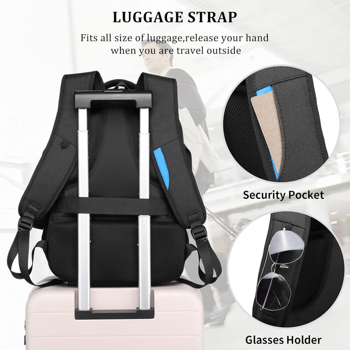 Plecak biznesowy unisex z USB, wodoodporny, z komorą na dokumenty i akcesoria.