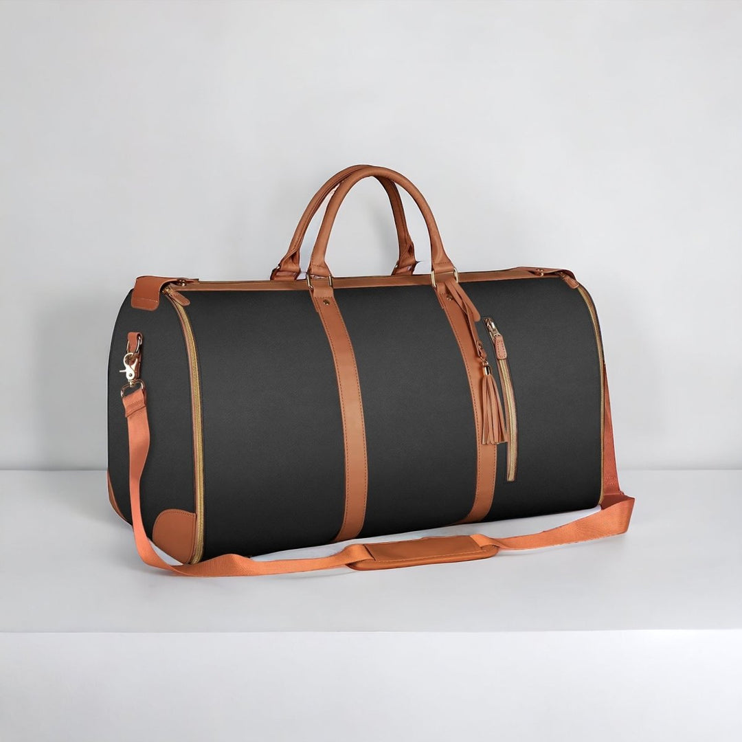 Kompaktowa walizka Smart Voyage z PU w kolorze beżowym, regulowany pasek na ramię, 30-35L, z bocznymi i przednimi kieszeniami.