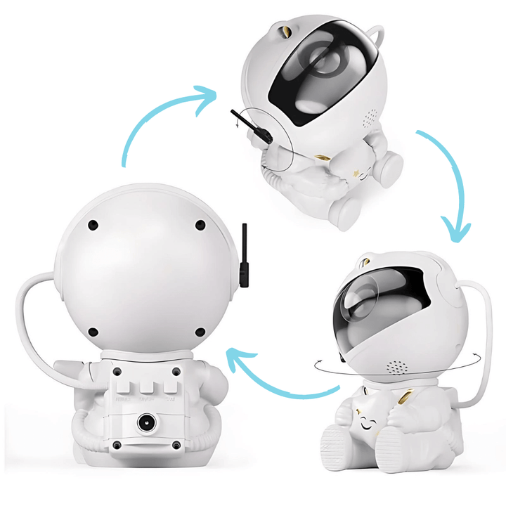Lampka nocna astronauta w kształcie hełmu emitująca gwiazdy, idealna dla dzieci, stymuluje wyobraźnię dzięki kojącemu światłu