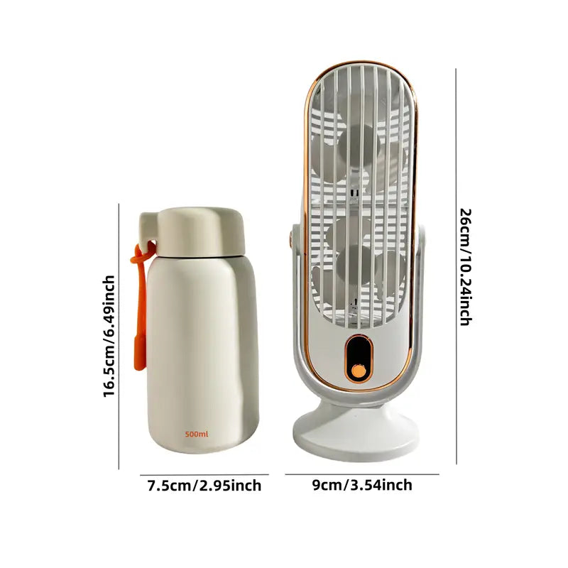 Kompaktowy przenośny wentylator klimatyzator, podwójny silnik, zasilanie USB, elegancki biały design, idealny w podróży.