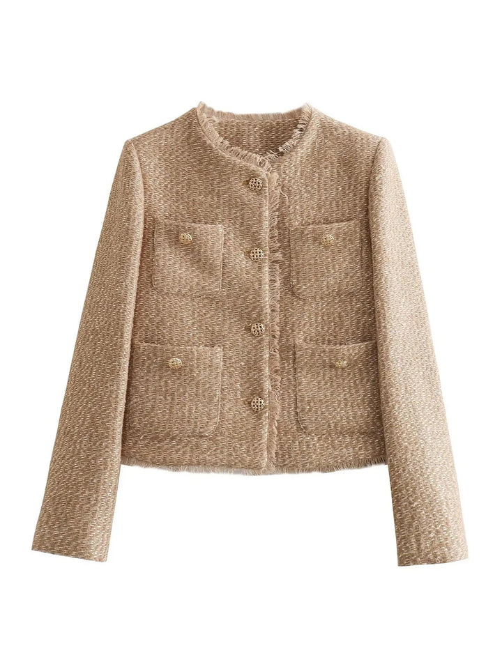 Elegancka kurtka damska Élise, szykowny i wszechstronny design, idealna do casualowych lub formalnych stylizacji, wykonana z poliestru.
