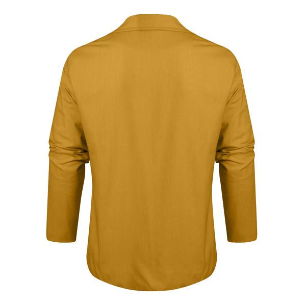 Elegancka męska kurtka z bawełny i lnu w kolorze khaki, ponadczasowy design, uniwersalna na formalne i codzienne okazje