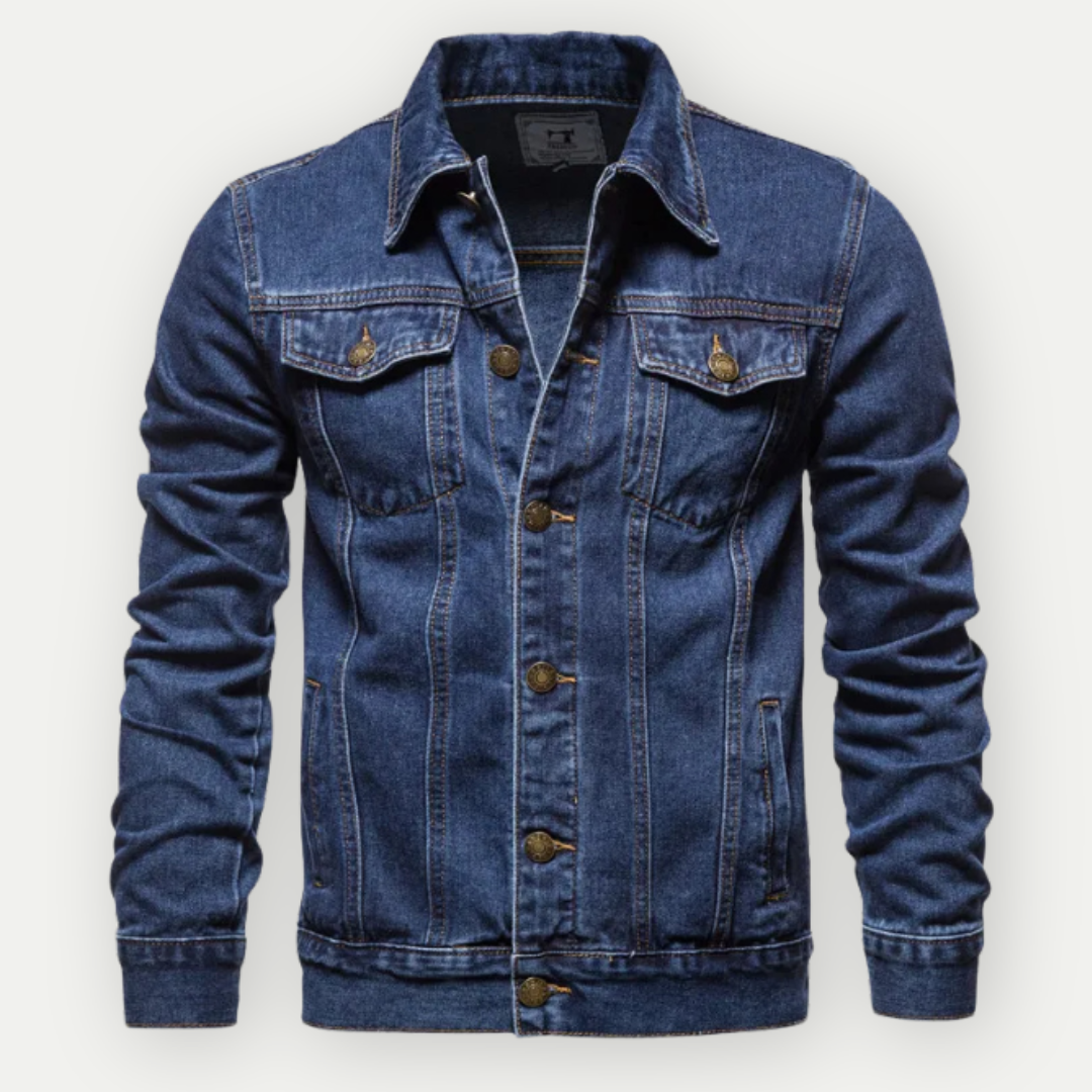 Jeansowa kurtka w jasnym odcieniu denimu, z eleganckim krojem i praktycznymi kieszeniami, tworząca miejski styl.