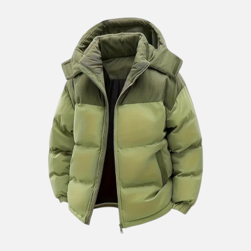 Pikowana kurtka zimowa unisex z kapturem, idealna na mrozy