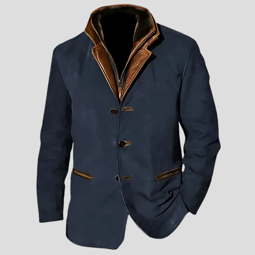 Męska kurtka retro z kontrastowym kołnierzem, styl vintage dla mężczyzn, odzież na wiosnę i jesień, dostępne rozmiary S-5XL.