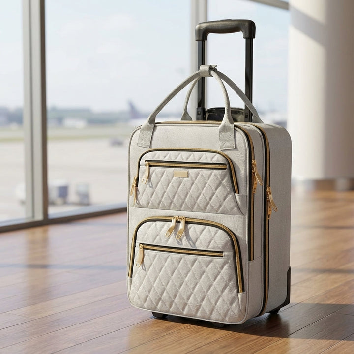 Wózek podróżny SwiftSeat z przegrodą na laptopa, idealny jako bagaż podręczny do samolotu.