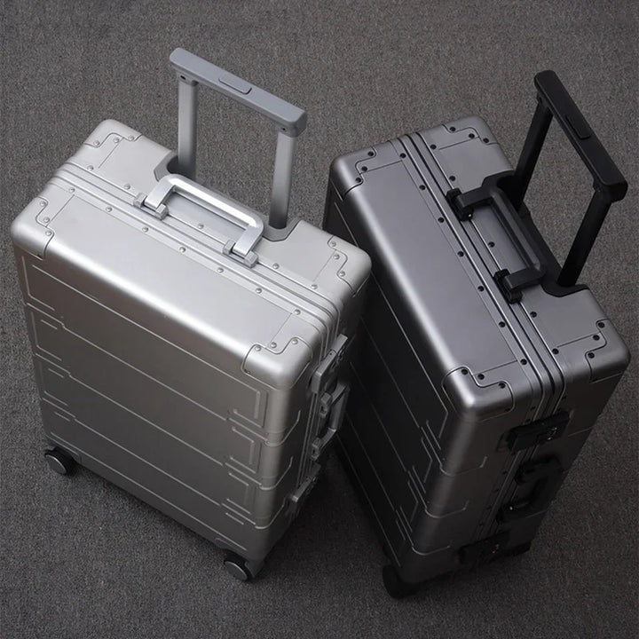 Elegancka walizka aluminiowa twarda premium unisex Pristina, doskonała na stylowy bagaż podróżny.