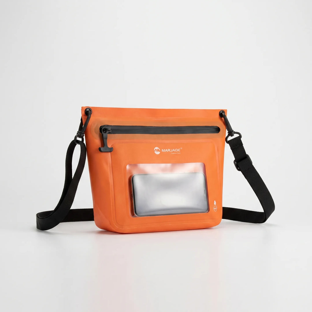 Sucha torba crossbody na sporty wodne i outdoor, z obsługą dotykową smartfona.