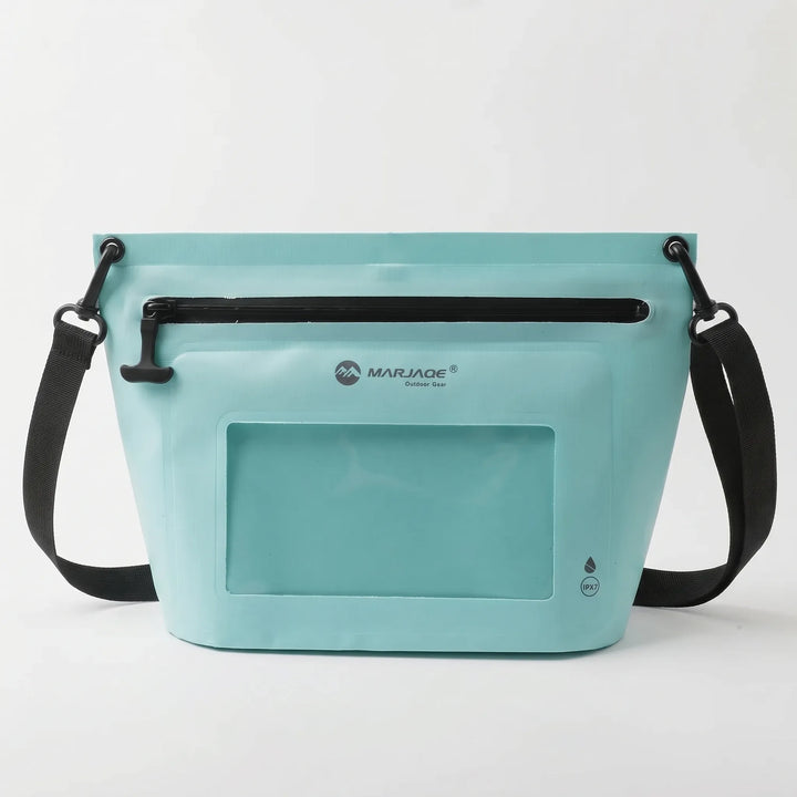 Wodoodporna torba outdoorowa crossbody, chroniąca telefon, z panelem dotykowym, do sportów wodnych.