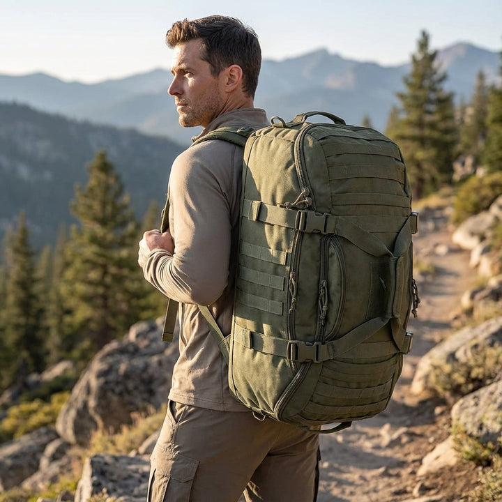 Wodoodporna torba podróżna taktyczna Duffel 45L, idealna na bagaż podręczny i sport. Wytrzymała.