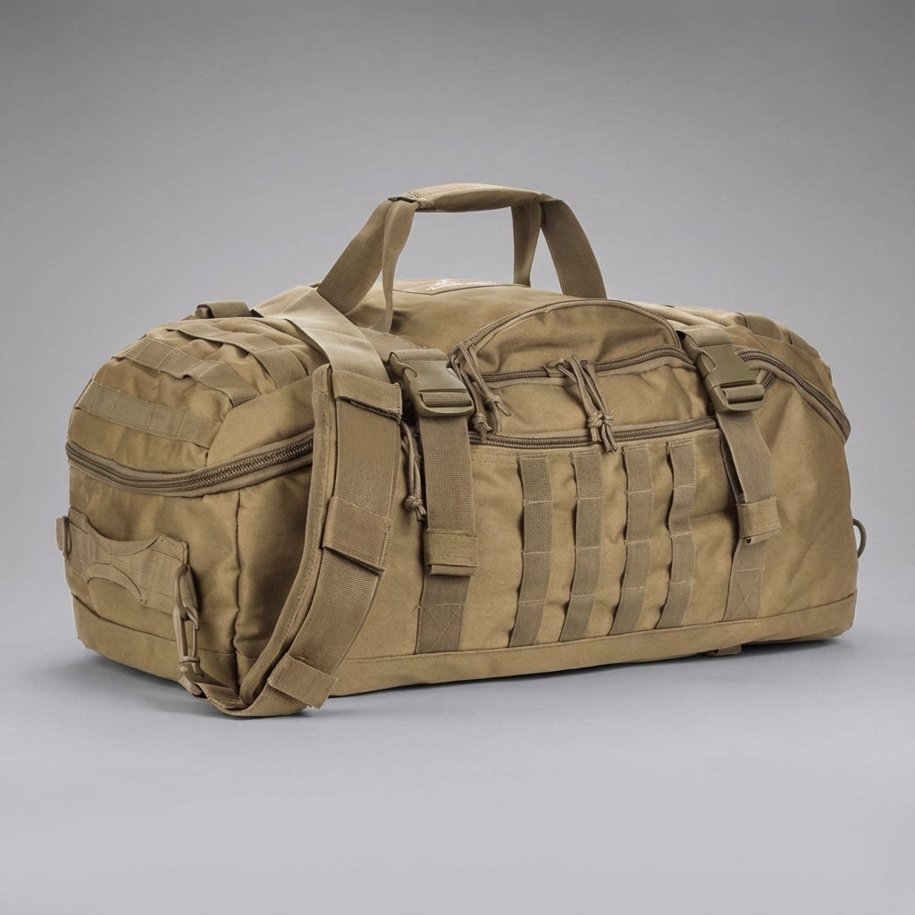 Taktyczna torba Duffel 45L, wodoodporna i uniwersalna. Świetna na siłownię, podróże i przygody outdoorowe.