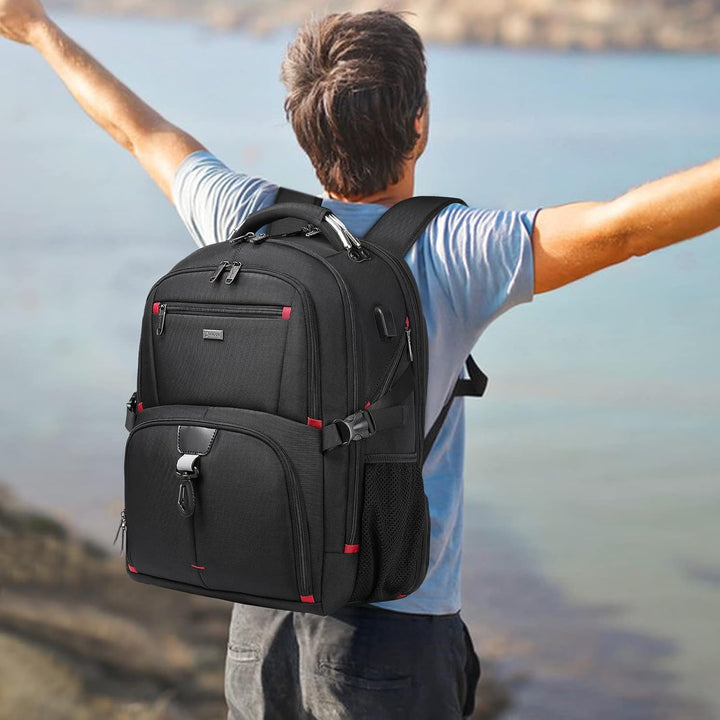 Wodoodporny plecak podróżny 50L unisex z portem USB, idealny na laptopa i duży bagaż. Doskonała organizacja.