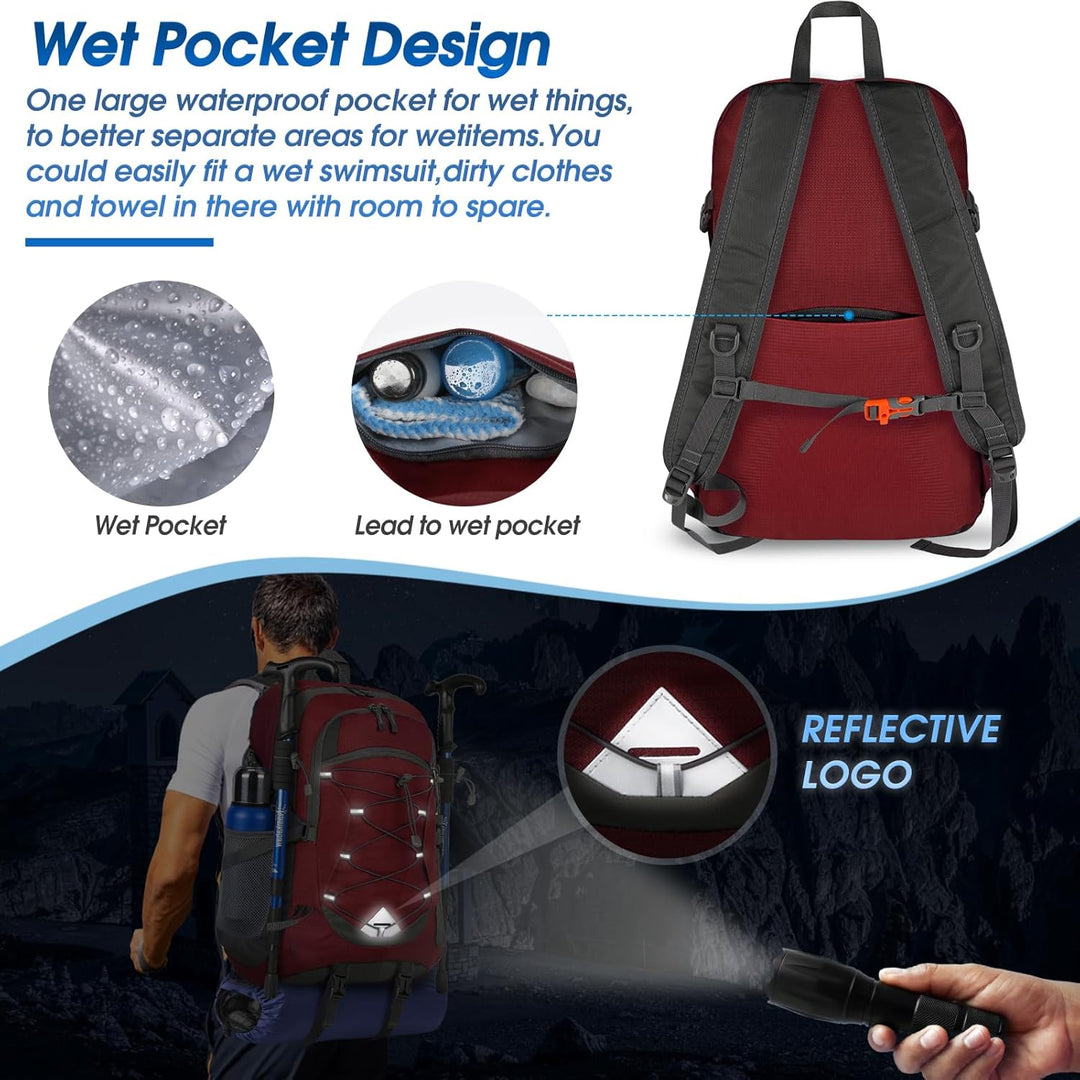 Lekki plecak outdoor 40L, wodoodporny, wytrzymały, na camping i wycieczki.