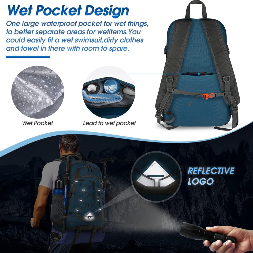 Kompaktowy plecak 40L, wodoodporny, do trekkingu i podróży.
